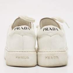 Prada White  Leather  Lace Up Trainer Sneakers Size 36.5 