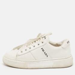 Prada White  Leather  Lace Up Trainer Sneakers Size 36.5 
