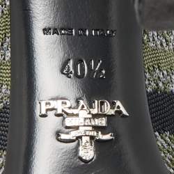 Prada Green Printed Knit Fabric Pointed Toe Pumps Size 40.5
