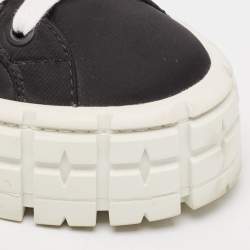 Pre Owned Prada Black Nylon Double Wheel Lace Up Sneakers Size 38.5