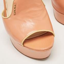 Prada Pink Patent Leather Platform Ankle Strap Sandals Size 40