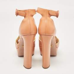 Prada Pink Patent Leather Platform Ankle Strap Sandals Size 40