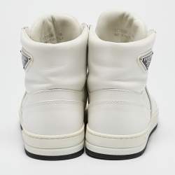 Prada White Leather New Avenue High Top Sneakers Size 38