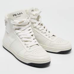 Prada White Leather New Avenue High Top Sneakers Size 38