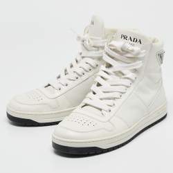 Prada White Leather New Avenue High Top Sneakers Size 38