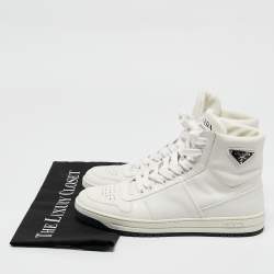 Prada White Leather New Avenue High Top Sneakers Size 38
