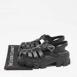 Prada Black Rubber Monolith Ankle Strap Sandals Size 39
