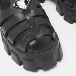 Prada Black Rubber Monolith Ankle Strap Sandals Size 39