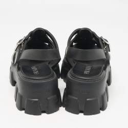 Prada Black Rubber Monolith Ankle Strap Sandals Size 39