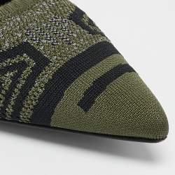 Prada Green/Black Printed Knit Fabric Pointed Toe Pumps Size 39