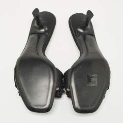Prada Black Satin Bow Embellished Slide Sandals Size 36.5