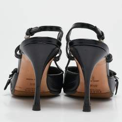 Pre Owned Prada Black Leather Pointed Toe Slingback Pumps Size 36.5