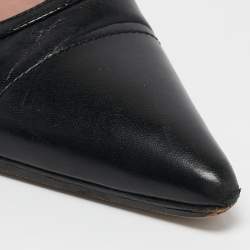 Pre Owned Prada Black Leather Pointed Toe Slingback Pumps Size 36.5