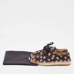 Prada Multicolor Canvas Lace Up Floral Print Espadrilles Size 37