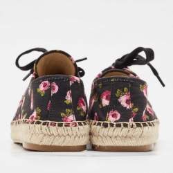 Prada Multicolor Canvas Lace Up Floral Print Espadrilles Size 37