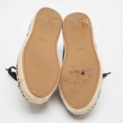 Prada Multicolor Canvas Lace Up Floral Print Espadrilles Size 37