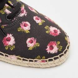 Prada Multicolor Canvas Lace Up Floral Print Espadrilles Size 37