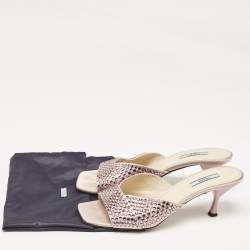 Prada Pink Satin Crystal Embellished Slide Sandals Size 40