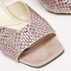 Prada Pink Satin Crystal Embellished Slide Sandals Size 40
