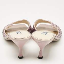Prada Pink Satin Crystal Embellished Slide Sandals Size 40