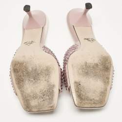Prada Pink Satin Crystal Embellished Slide Sandals Size 40