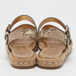 Prada Brown Python Leather Slingback Espadrille Flats Size 38