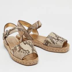 Prada Brown Python Leather Slingback Espadrille Flats Size 38