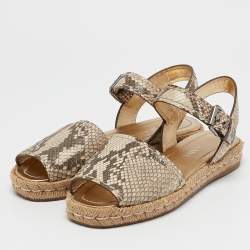 Prada Brown Python Leather Slingback Espadrille Flats Size 38