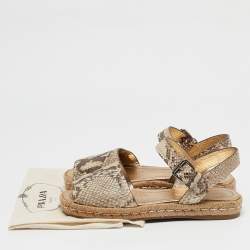 Prada Brown Python Leather Slingback Espadrille Flats Size 38