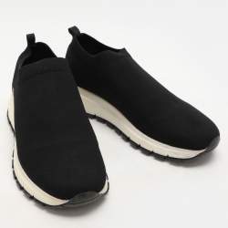 Prada Black Knit Fabric Low Top Sneakers Size 38