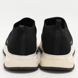 Prada Black Knit Fabric Low Top Sneakers Size 38