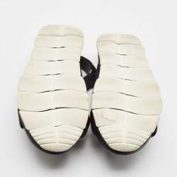 Prada Black Neoprene Crystal Embellished Flat Sandals Size 40