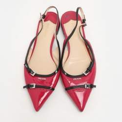 Prada Pink Patent Leather Slingback Sandals Size 41