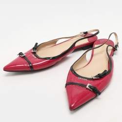Prada Pink Patent Leather Slingback Sandals Size 41
