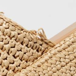 Prada Beige Raffia Triangle Logo Plaque Platform Slide Sandals Size 40