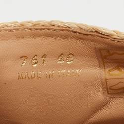 Prada Beige Raffia Triangle Logo Plaque Platform Slide Sandals Size 40