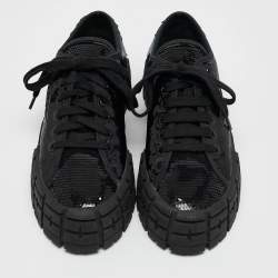 Prada Black Sequin Double Wheel Platform Sneakers Size 39