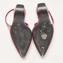 Prada Red Patent Leather Triangle Logo Slingback Ballet Flats Size 38