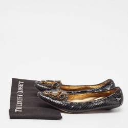 Prada Black Python Leather Scrunch Loafers Size 39