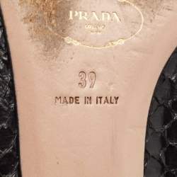 Prada Black Python Leather Scrunch Loafers Size 39