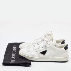 Pre Owned Prada White Leather Downtown Low Top Sneakers Size 38