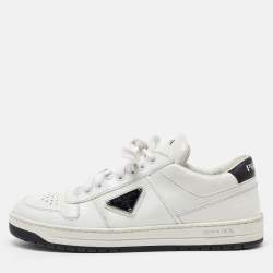 Pre Owned Prada White Leather Downtown Low Top Sneakers Size 38