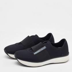 Prada Black Neoprene Slip On Sneakers Size 37.5