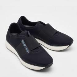 Prada Black Neoprene Slip On Sneakers Size 37.5