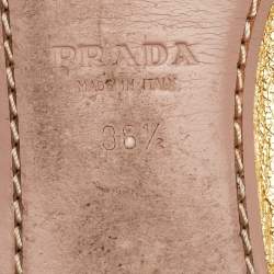 Prada Cream/Gold Leather Slip On Loafers Size 36.5