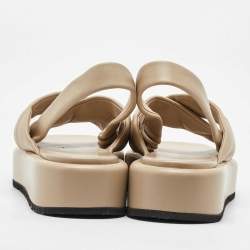 Prada Beige Quilted Leather Slingback Platform Sandals Size 39.5