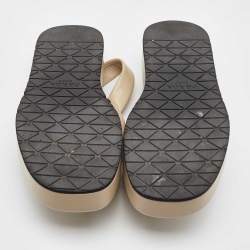 Prada Beige Quilted Leather Slingback Platform Sandals Size 39.5