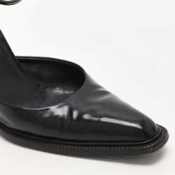 Pre Owned Prada Brown Leather D'orsay Ankle Strap Pumps Size 38