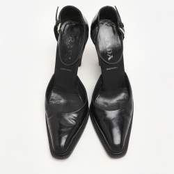 Pre Owned Prada Brown Leather D'orsay Ankle Strap Pumps Size 38