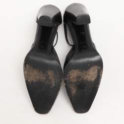 Pre Owned Prada Brown Leather D'orsay Ankle Strap Pumps Size 38